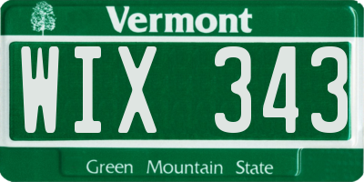 VT license plate WIX343