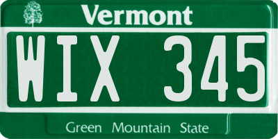 VT license plate WIX345