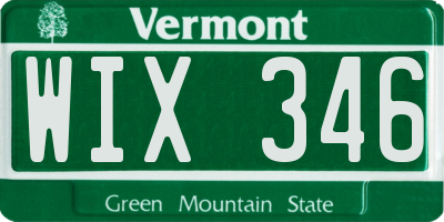 VT license plate WIX346