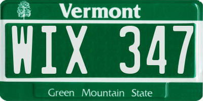 VT license plate WIX347