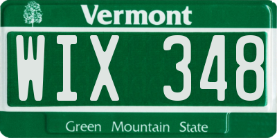 VT license plate WIX348