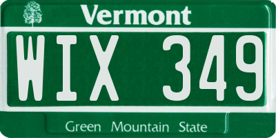 VT license plate WIX349