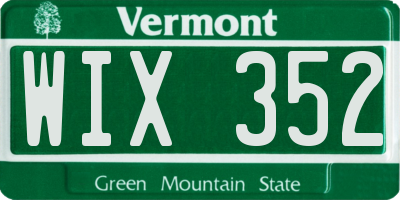 VT license plate WIX352