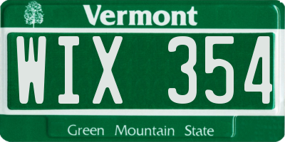 VT license plate WIX354