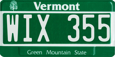 VT license plate WIX355