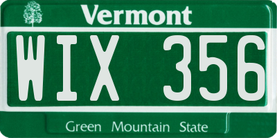 VT license plate WIX356