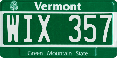 VT license plate WIX357