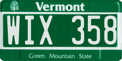VT license plate WIX358