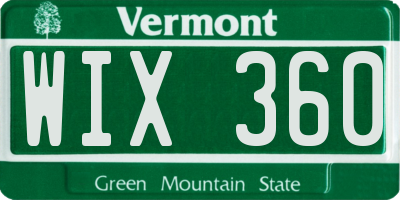 VT license plate WIX360