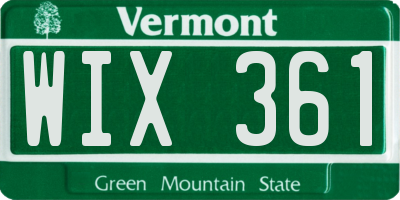 VT license plate WIX361