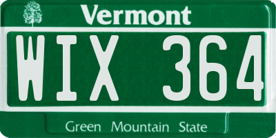 VT license plate WIX364