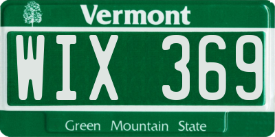 VT license plate WIX369