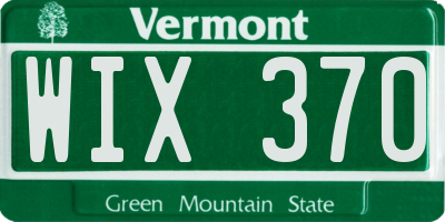VT license plate WIX370