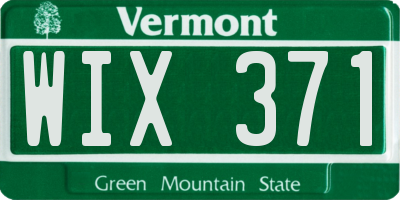 VT license plate WIX371