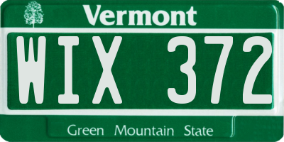VT license plate WIX372