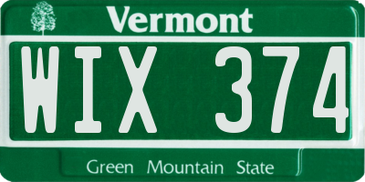 VT license plate WIX374