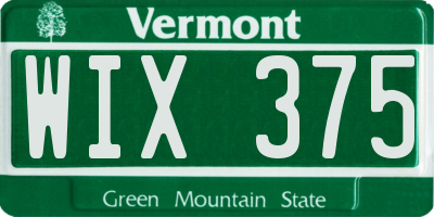 VT license plate WIX375
