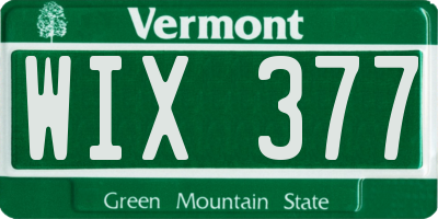 VT license plate WIX377