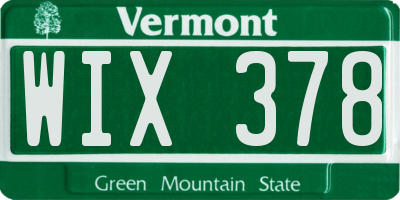 VT license plate WIX378