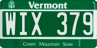 VT license plate WIX379