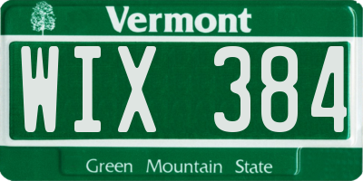 VT license plate WIX384