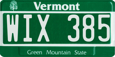 VT license plate WIX385