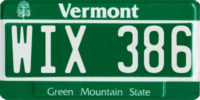 VT license plate WIX386
