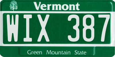 VT license plate WIX387