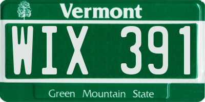 VT license plate WIX391