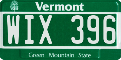 VT license plate WIX396