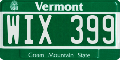 VT license plate WIX399