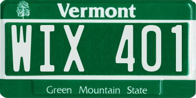 VT license plate WIX401