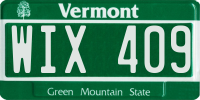 VT license plate WIX409