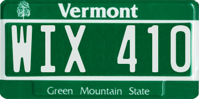 VT license plate WIX410