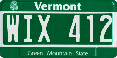 VT license plate WIX412