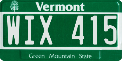 VT license plate WIX415