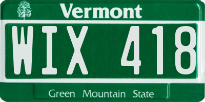 VT license plate WIX418