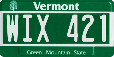 VT license plate WIX421