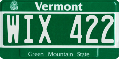 VT license plate WIX422