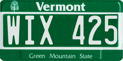 VT license plate WIX425