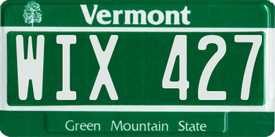 VT license plate WIX427