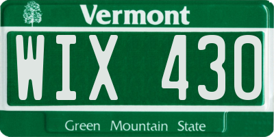 VT license plate WIX430