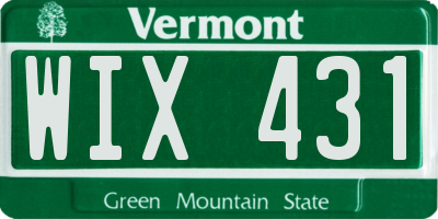 VT license plate WIX431