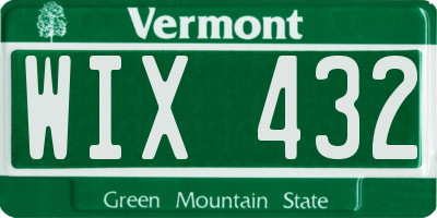 VT license plate WIX432