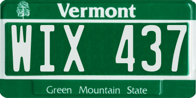VT license plate WIX437