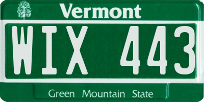 VT license plate WIX443