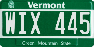 VT license plate WIX445
