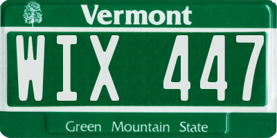 VT license plate WIX447