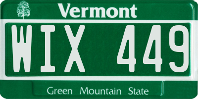 VT license plate WIX449