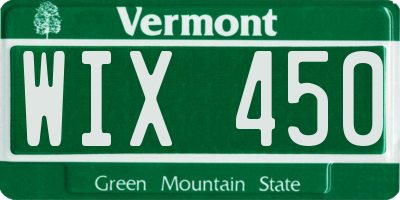 VT license plate WIX450